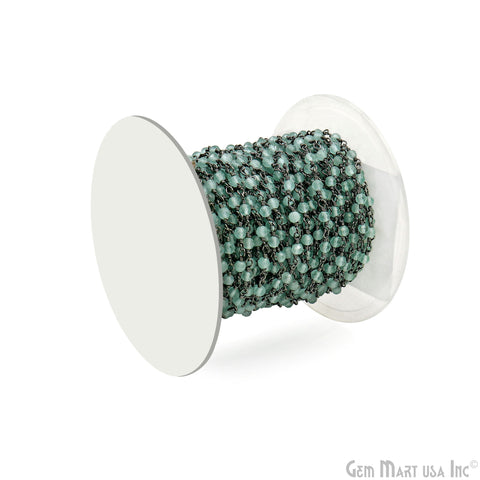 Aqua Monalisa Faceted Beads 3-3.5mm Oxidized Gemstone Rosary Chain