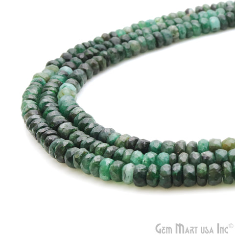 Emerald Round 5-6MM Faceted Tiny Rondelle Beads 1 Strand - GemMartUSA