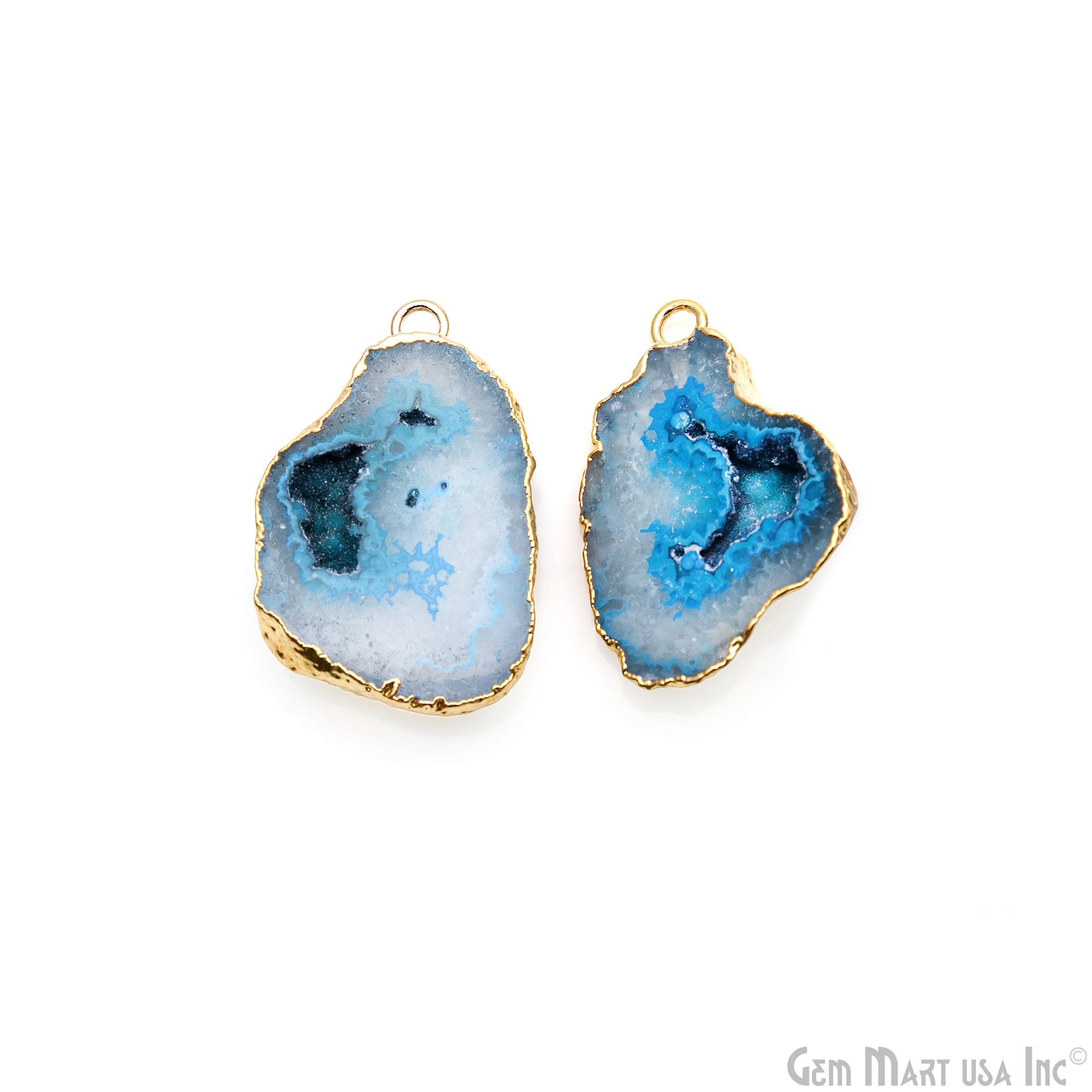 Geode Druzy 23x33mm Organic Gold Electroplated Single Bail Gemstone Earring Connector 1 Pair