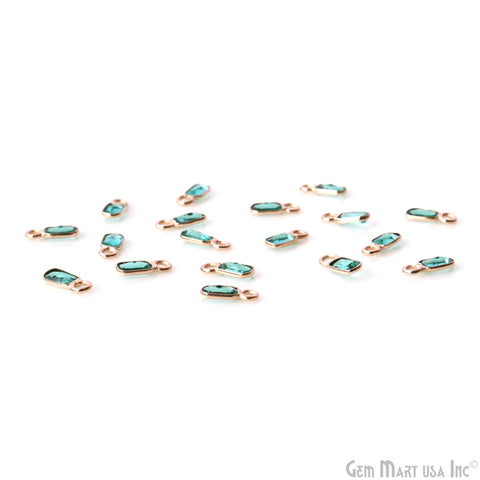 5pc Lot Apatite Octagon 4x3mm Rose Gold Plated Single Bail Brilliant Cut Gemstone Connector