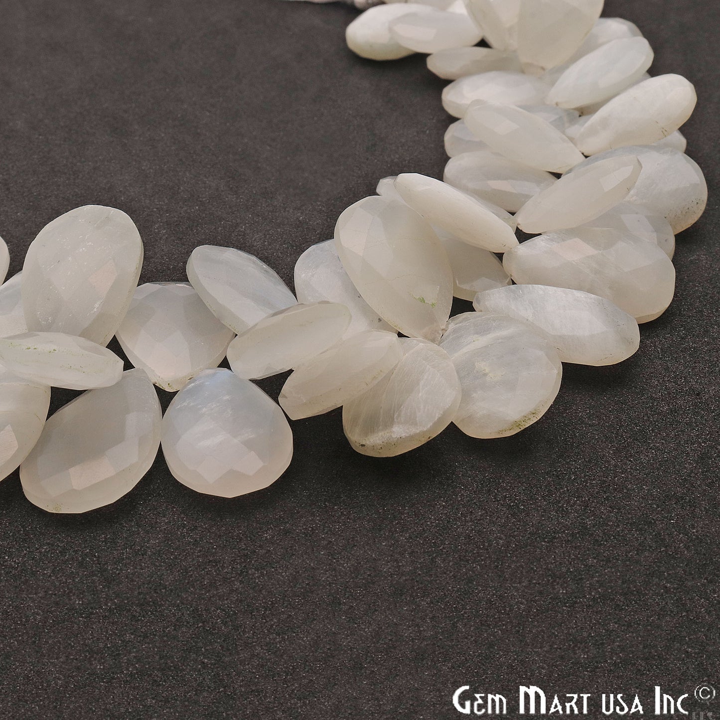 White Moonstone Pears 24x15mm Crafting Beads Gemstone Briolette Strands 8 INCH - GemMartUSA