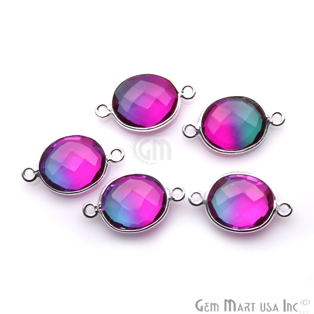 Doublet Aura Quartz 10x12mm Oval Connector (Pick Color,Plating,Bail) - GemMartUSA