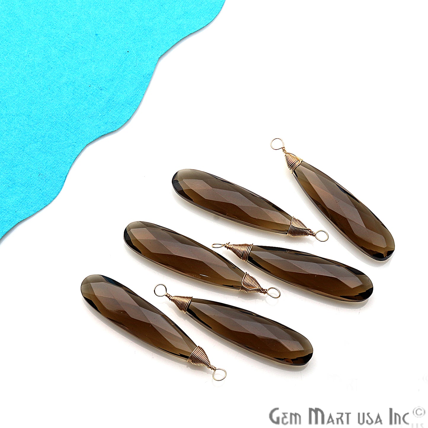 Pear Shape 47x11mm Gemstone Connector Pendant (Pick Your stone) - GemMartUSA