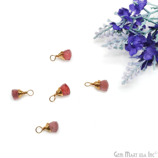 Strawberry Quartz Trillion 5mm Gold Wire Wrapped Connector