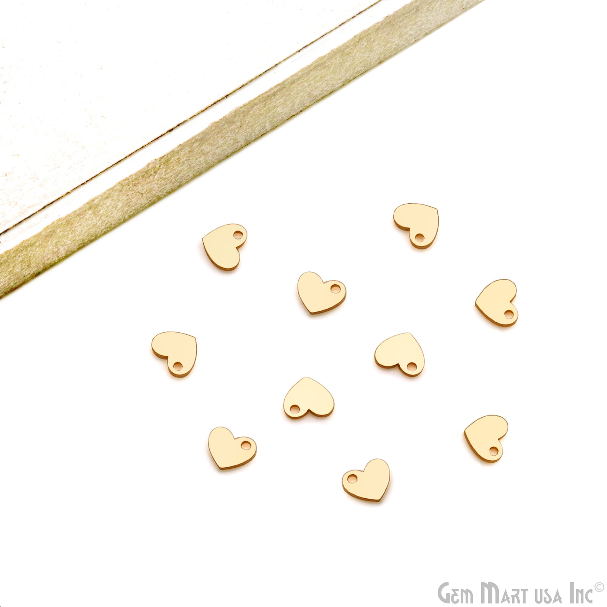 Heart Shape Charms Gold Plated 6.3x5.4mm Finding Laser Jewelry Charm