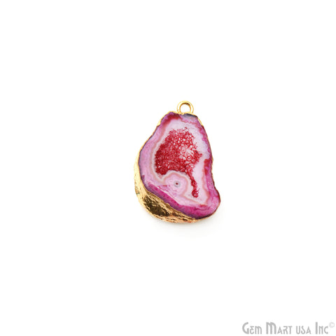Geode Druzy Gold Electroplated 19x27mm Single Bail Gemstone Connector