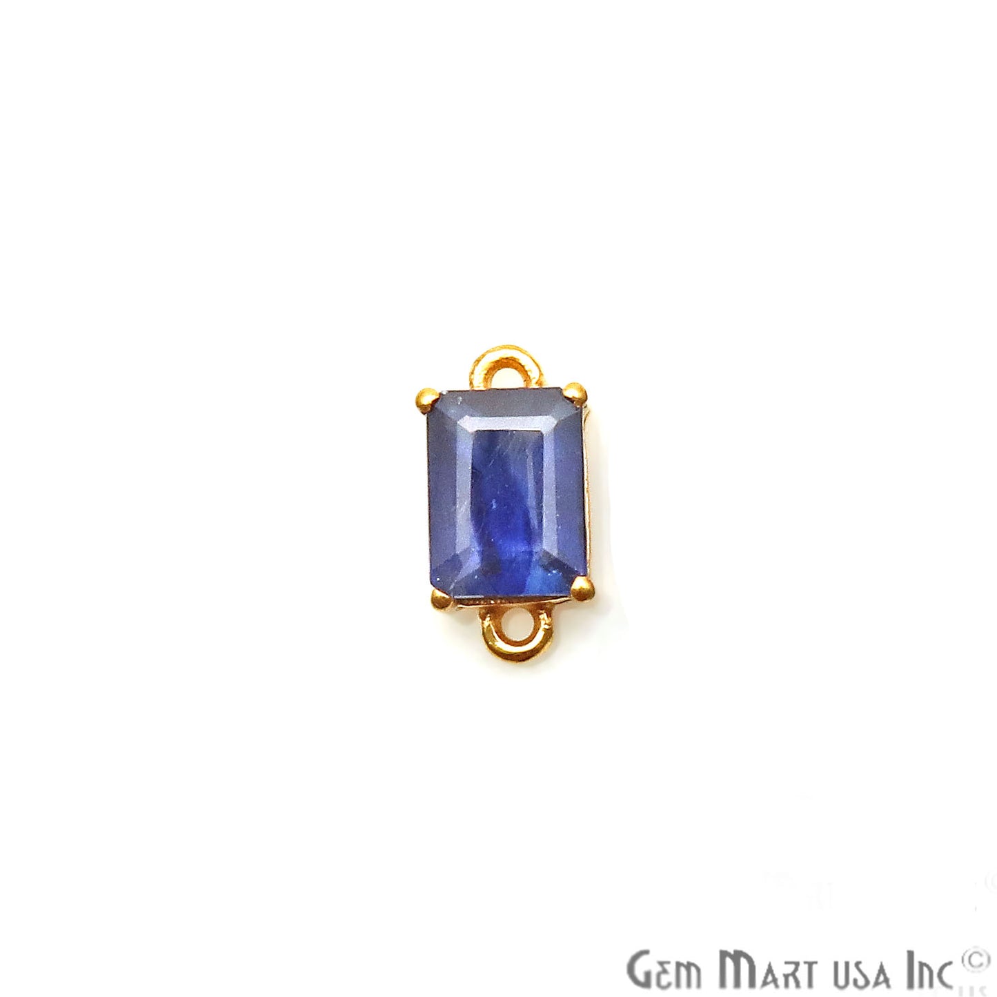 Sapphire Prong Setting Gold Plated Double Bail Gemstone Connector - GemMartUSA