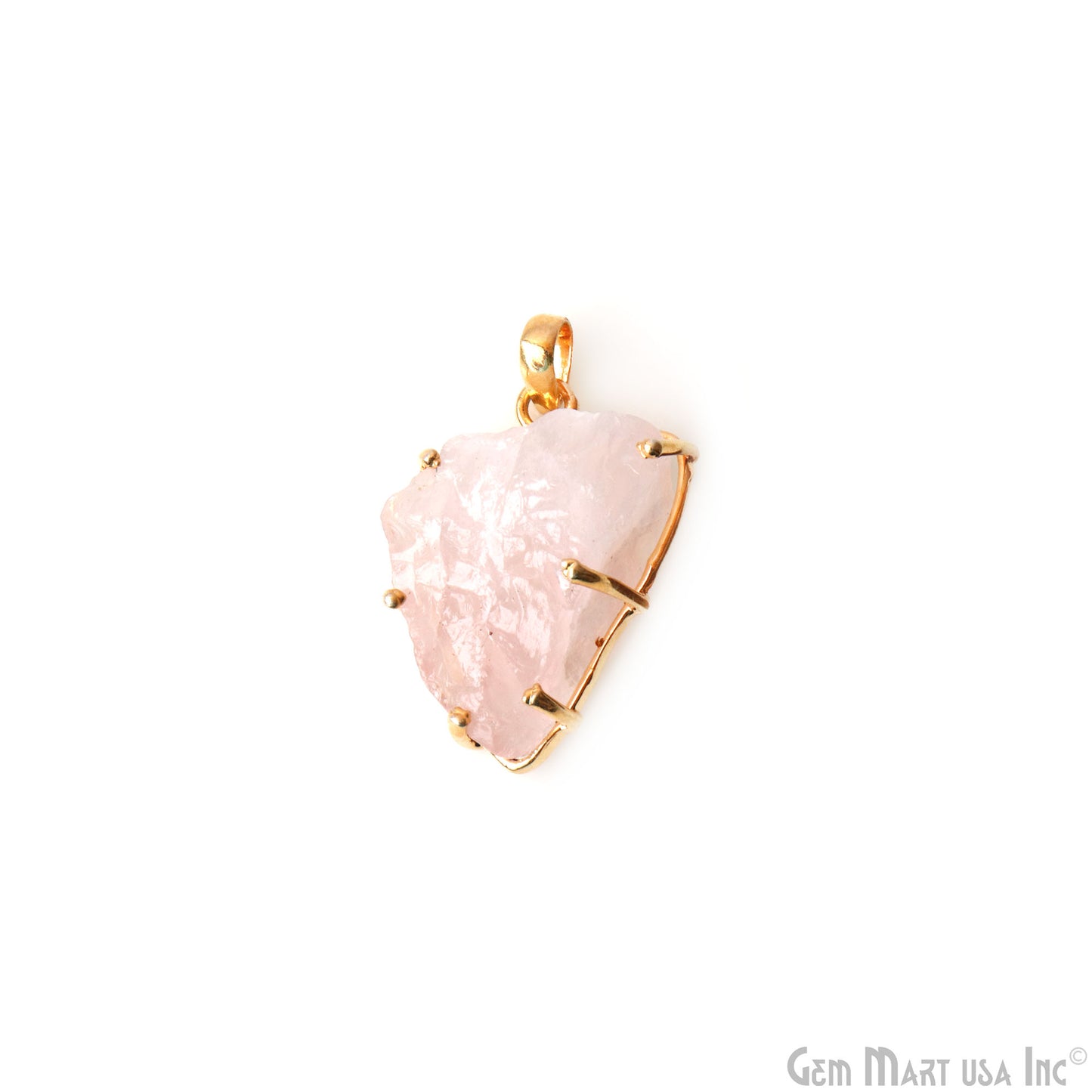 Natural Morganite Organic 29x21mm Gold Plated Prong Setting Single Bail Gemstone Pendant