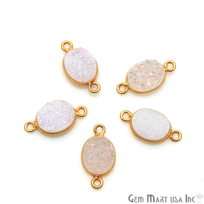 Titanium Druzy 8x10mm Oval Bezel Gemstone Connector (Pick Your Color, Bail, Plating) - GemMartUSA