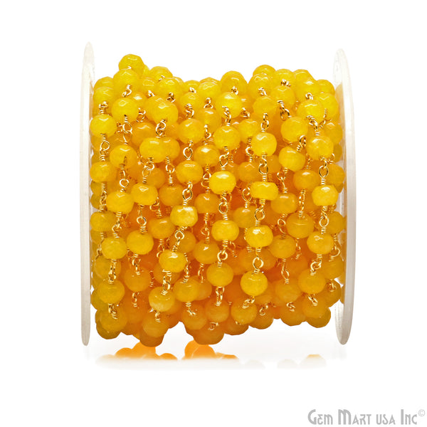 Yellow Jade Beads Gold...