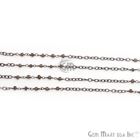 Smoky Topaz Beads Gemstone Beaded Oxidized Wire Wrapped Rosary Chain