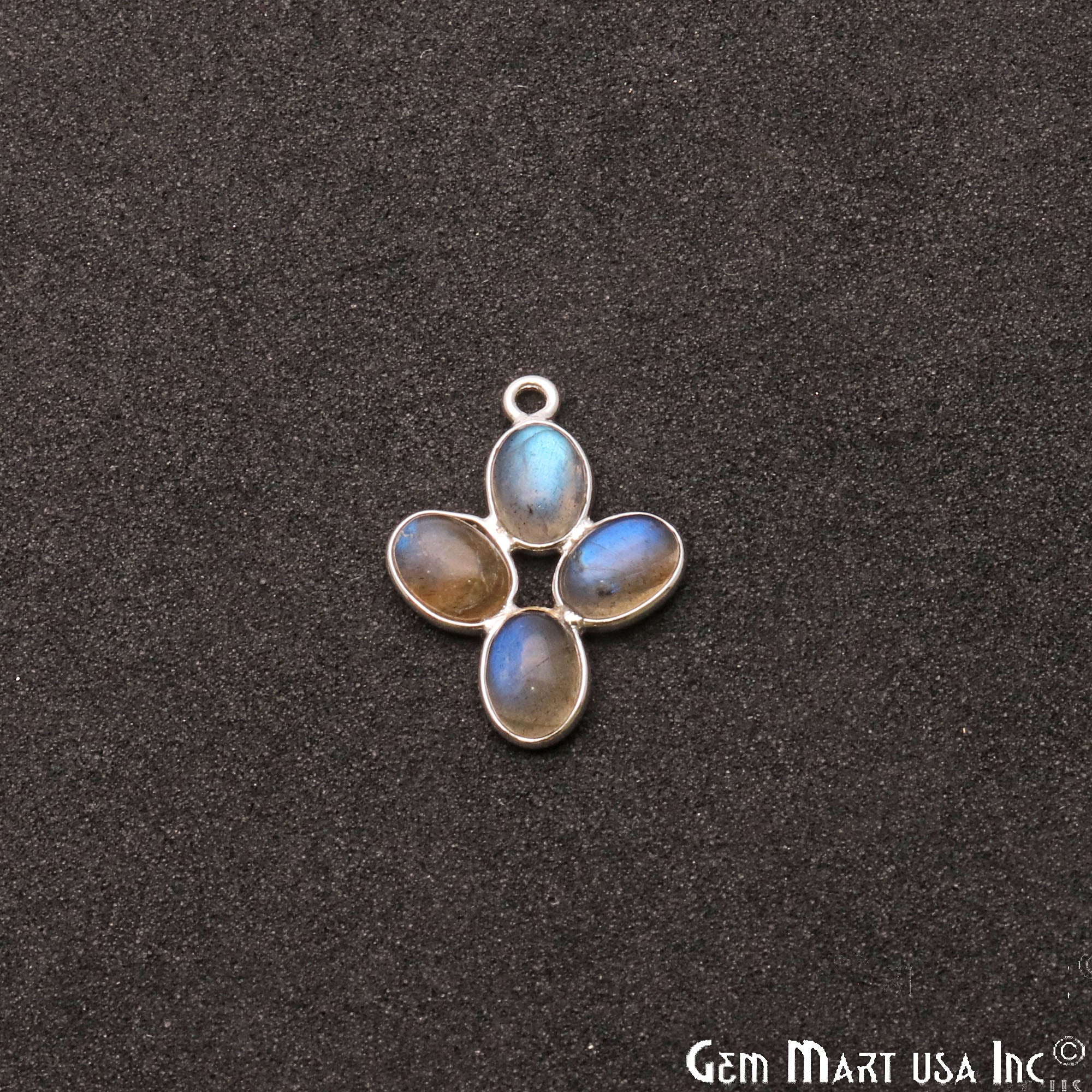 DIY, Labradorite Silver Plated 23X15mm Flower Chandelier Finding Component - GemMartUSA
