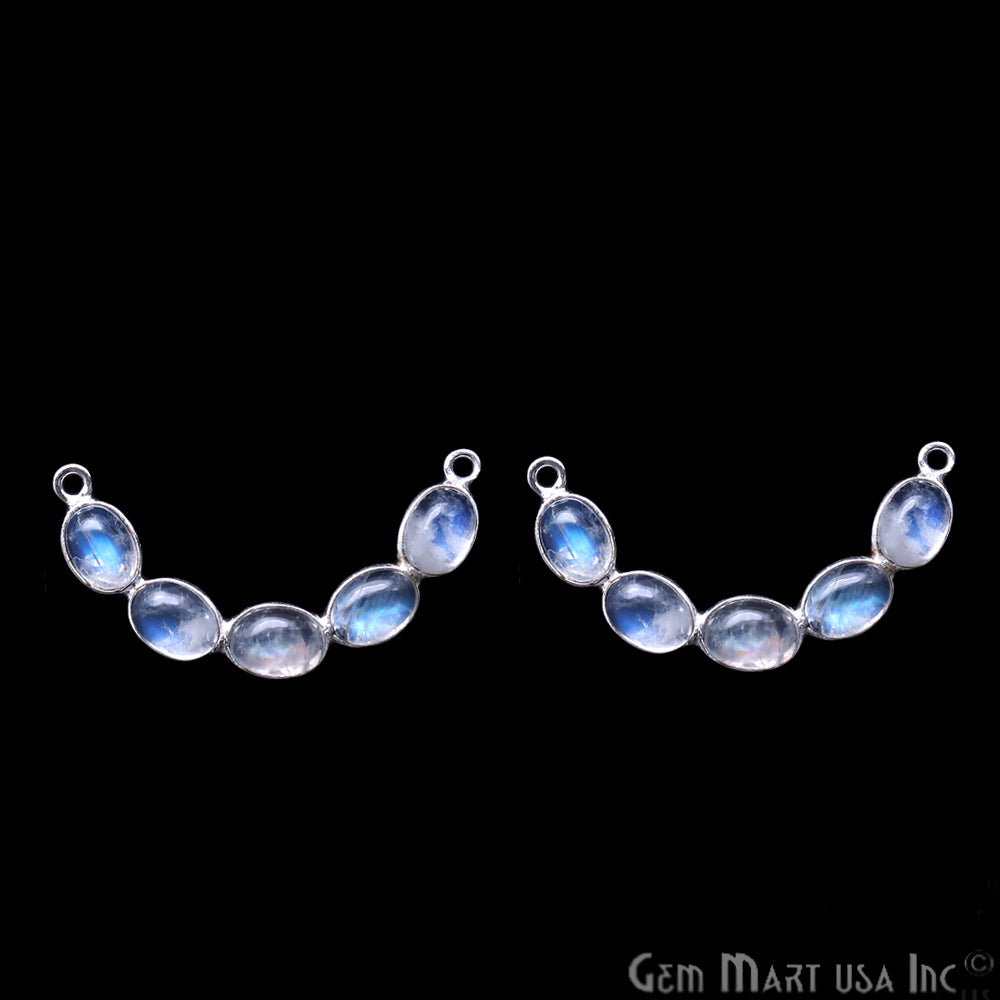 DIY Rainbow Moonstone 32x6mm Double Bail Chandelier Finding Component (Pick Your Metal) - GemMartUSA