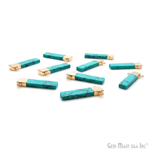 Malachite Rectangle 30x15mm Gold Electroplated Cat Bail Connector