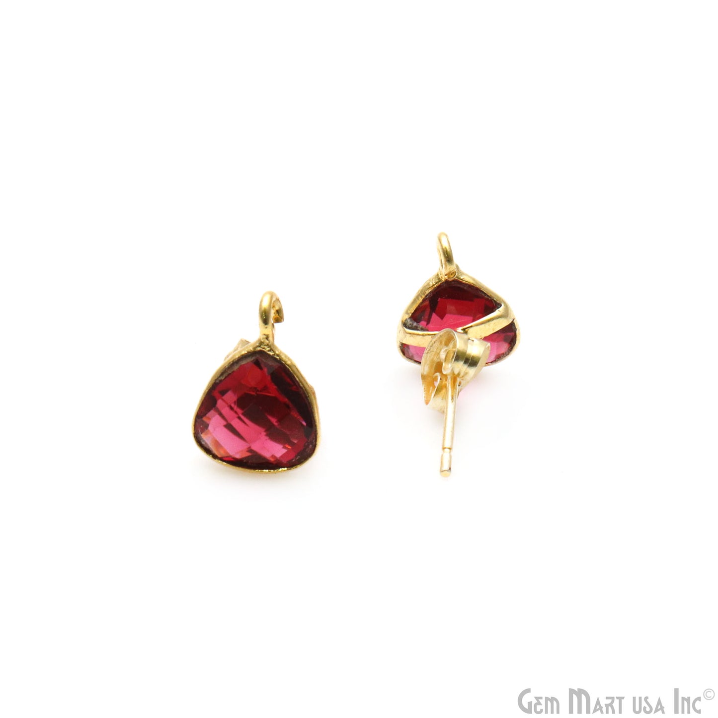 DIY Trillion 8mm Gold Bail Gemstone stud Earring