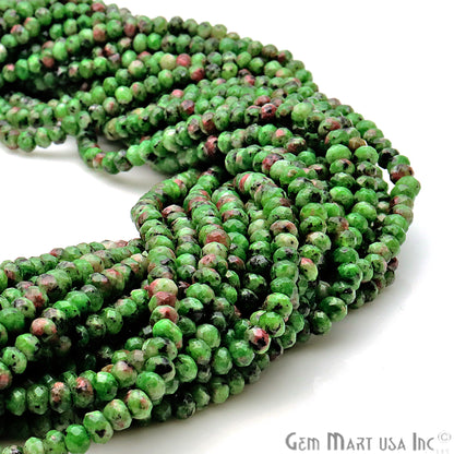 Ruby Zoipsite Jade 3-4mm Faceted Rondelle Beads Strands 14Inch - GemMartUSA