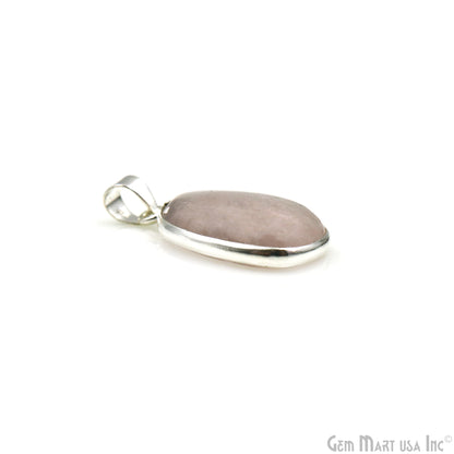 Rose Quartz Gemstone Free Form 32x17mm Sterling Silver Necklace Pendant 1PC