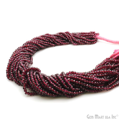 Rhodolite Rondelle Beads, 12.5 Inch Gemstone Strands, Drilled Strung Nugget Beads, Faceted Round, 3-4mm