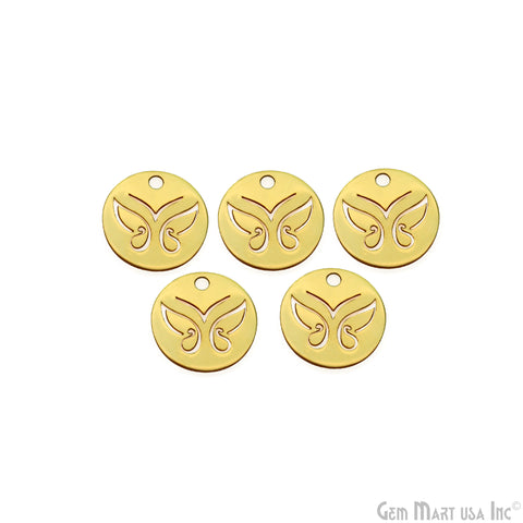 Butterfly Round Shape Charm Laser Finding Gold Plated 17mm Charm For Bracelets & Pendants