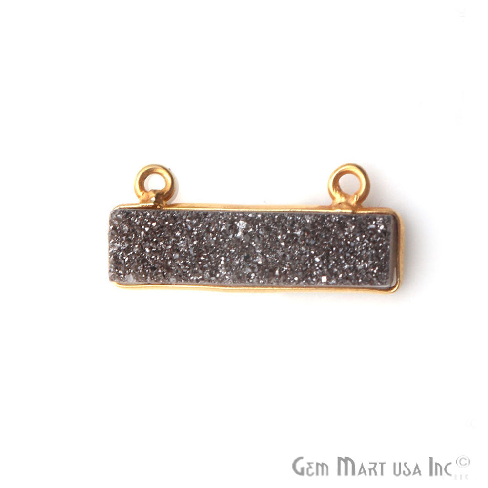 Rectangle Shape 21x7mm Druzy Gold Plated Connector Charms Pendant (Pick Your Gemstone) - GemMartUSA