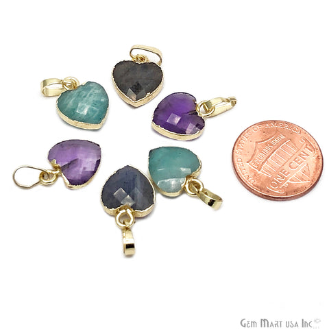 DIY Faceted Heart Shape Gold Edge Necklace Pendant (Pick Your Gemstone) - GemMartUSA