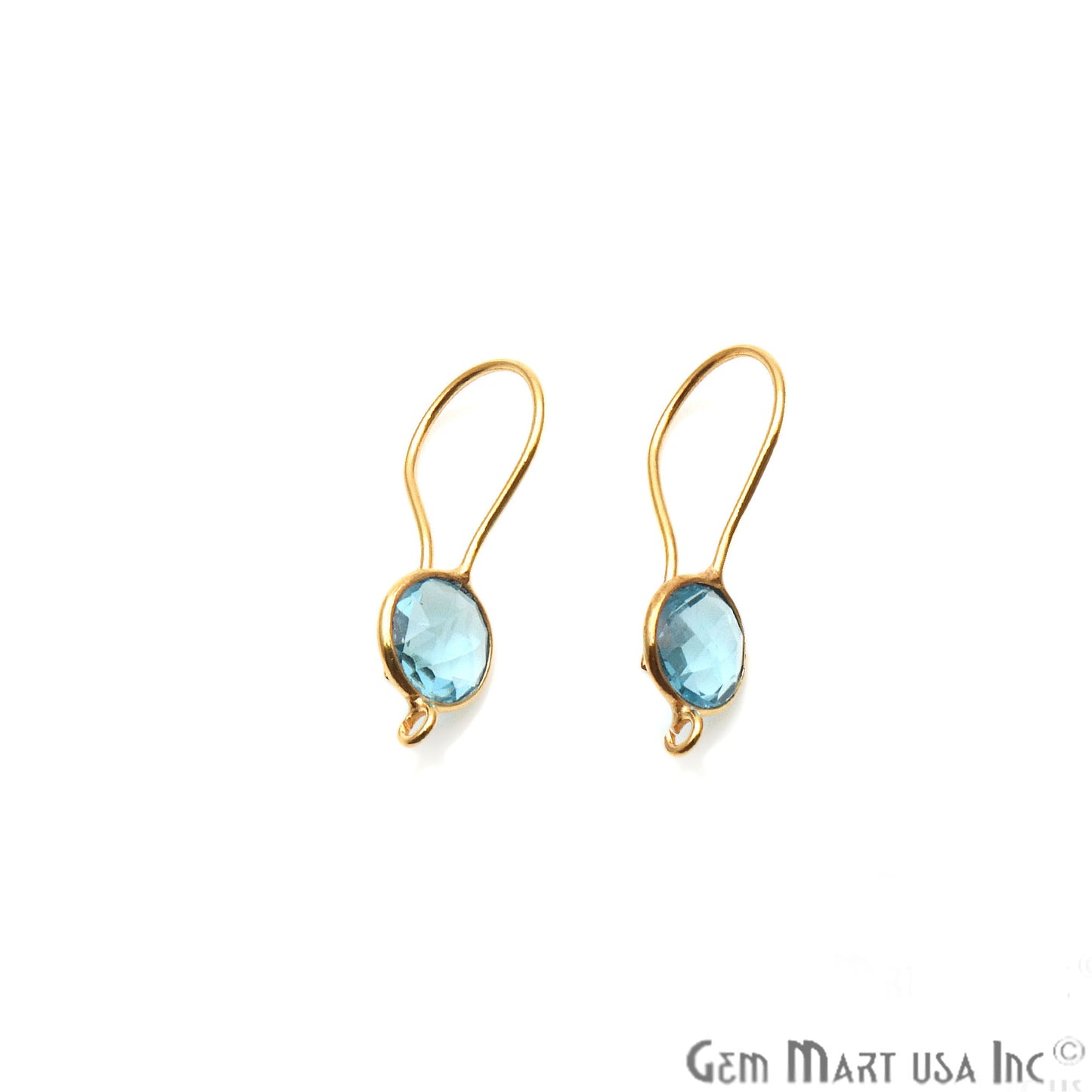 DIY Gemstone 26x9mm Gold Plated Round Hook Earring (Pick Gemstone) - GemMartUSA