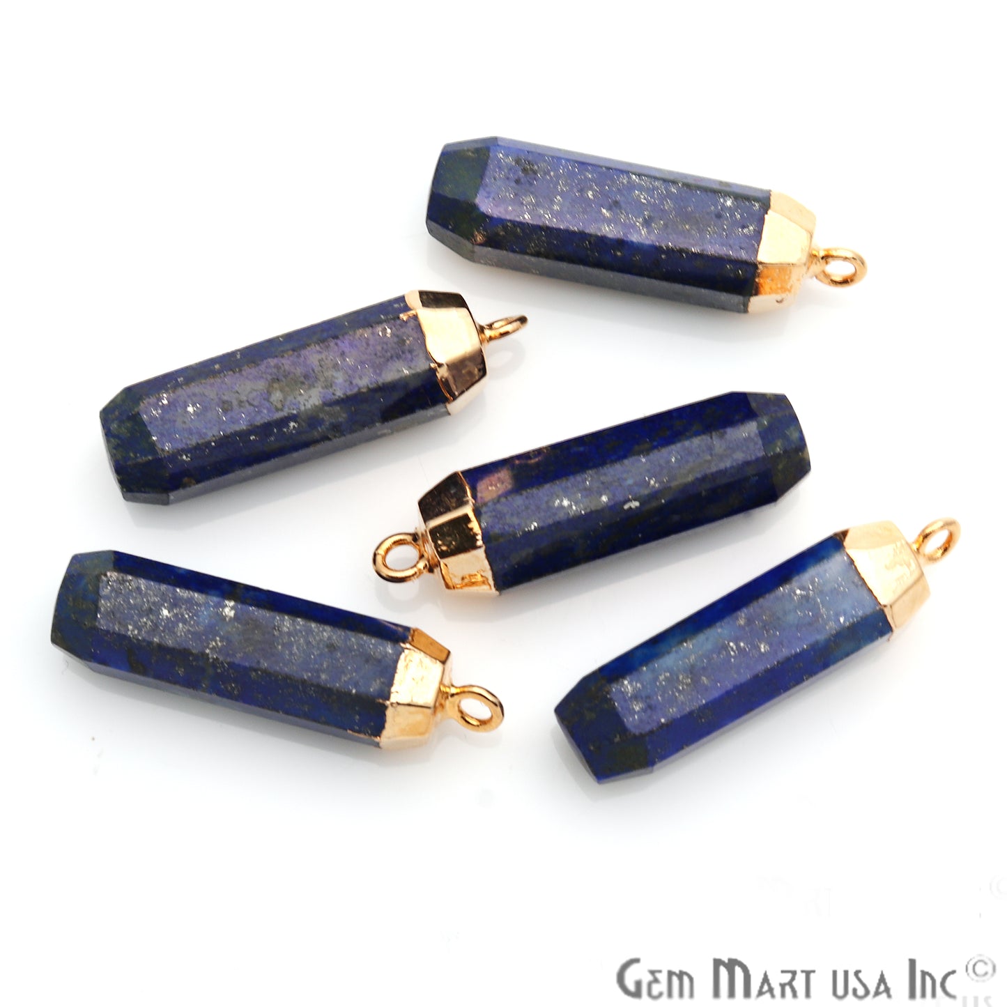 Single Point Bail 30x8mm Gold Electroplated Pendant Connector (Pick Gemstone) - GemMartUSA