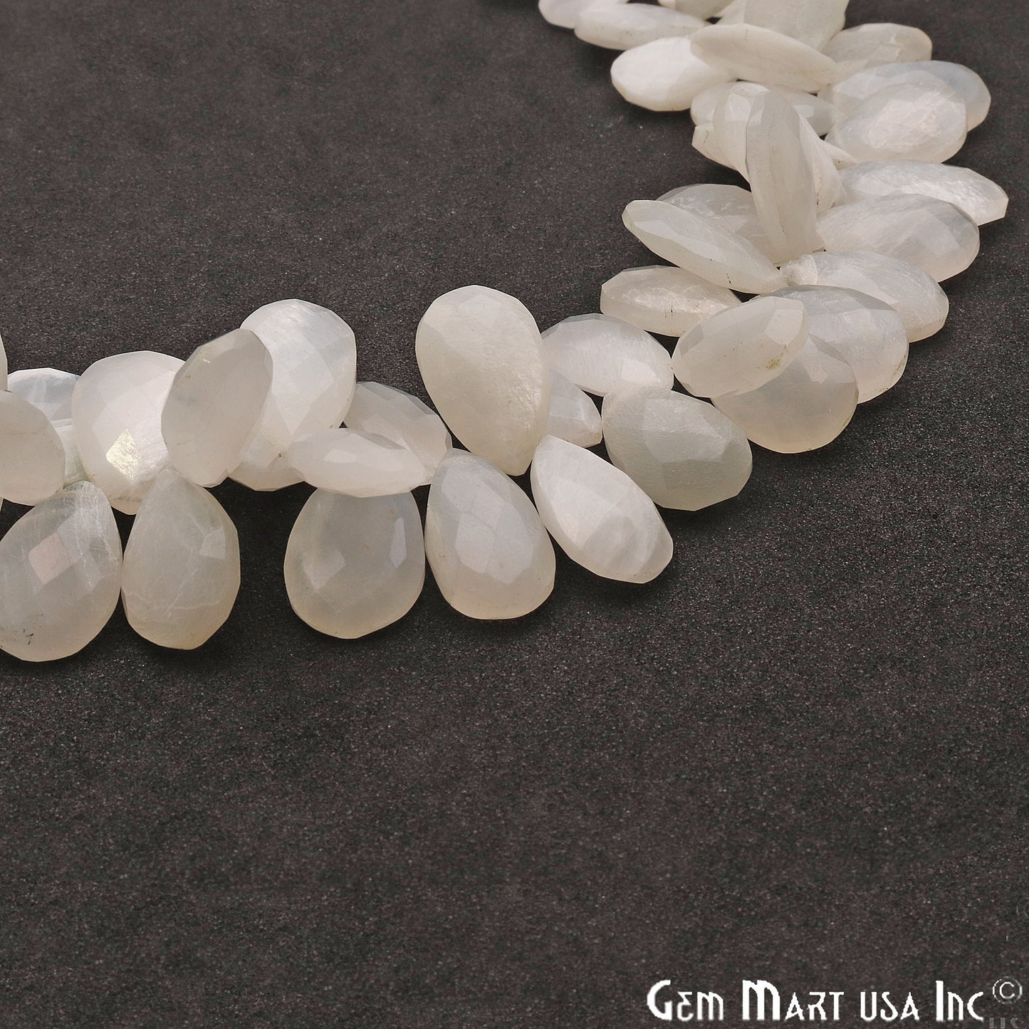 White Moonstone Pears 19x12mm Crafting Beads Gemstone Briolette Strands 8 INCH - GemMartUSA