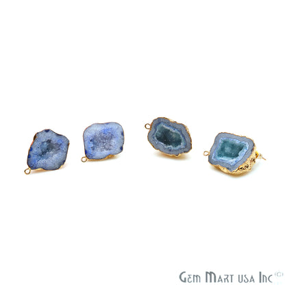 DIY Agate Slice Geode Druzy 28x32mm Gold Electroplated Loop Connector Studs Earrings - GemMartUSA