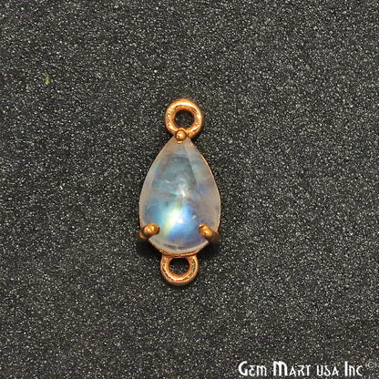 Rainbow Moonstone Cabochon Pears Prong Gold Plated Bail Connector - GemMartUSA