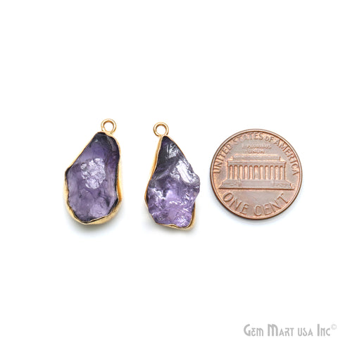 DIY Amethyst Organic 24x10mm Gold Electroplated Finding Earing Connector