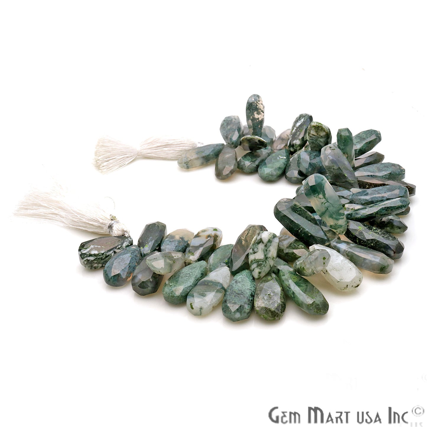 Tree Agate Pears 24x9mm Crafting Beads Gemstone Briolette Strands 8 Inch - GemMartUSA