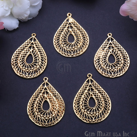 Pear 39x28mm Chandelier Finding Charm Connector (Pick Your Metal) - GemMartUSA