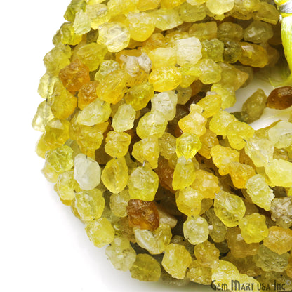 Lemon Topaz Rough Beads, 8 Inch Gemstone Strands, Drilled Strung Briolette Beads, Free Form, 7x5mm