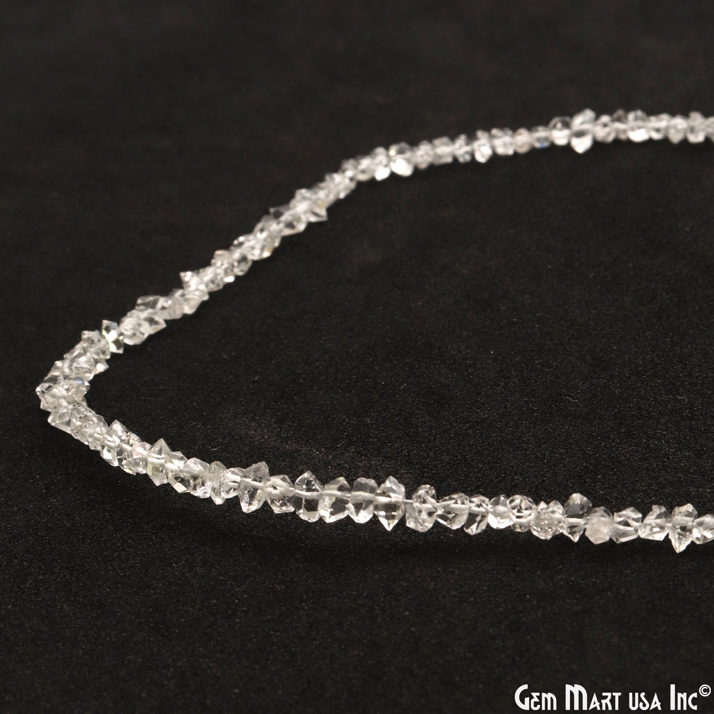 Herkimer Diamond Rough Beads, 16 Inch Gemstone Strands, Drilled Strung Briolette Beads, Free Form, 3-5mm