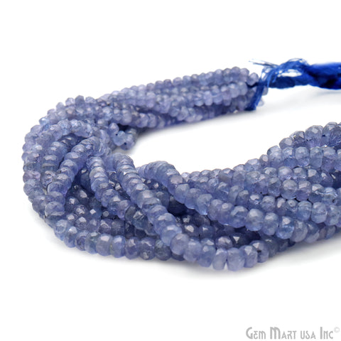 Tanzanite Rondelle Beads, 13 Inch Gemstone Strands, Drilled Strung Nugget Beads, Faceted Round, 4-5mm