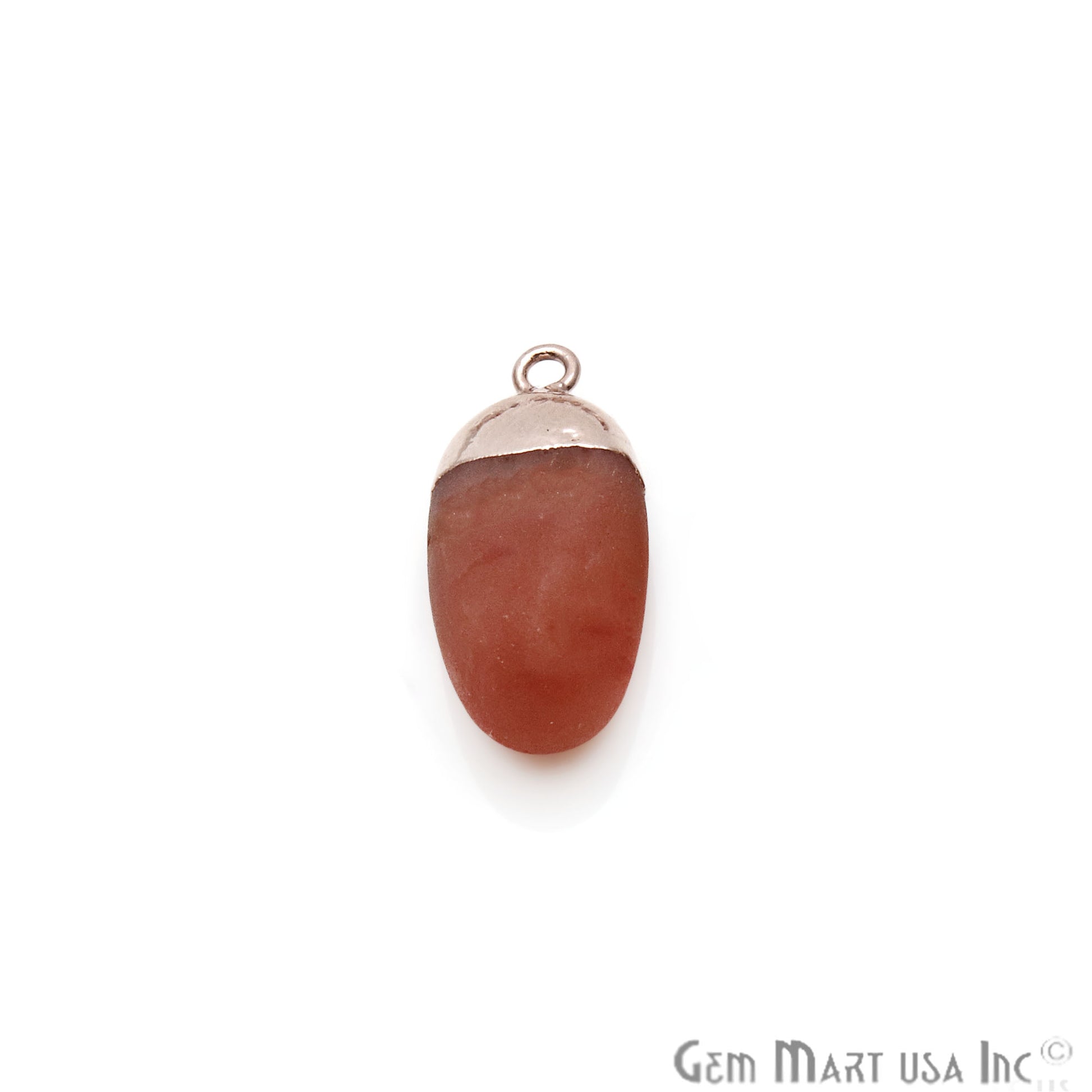 Rough Carnelian Matte Beads Organic 24x16mm Rose Gold Electroplated Pendant Connector - GemMartUSA