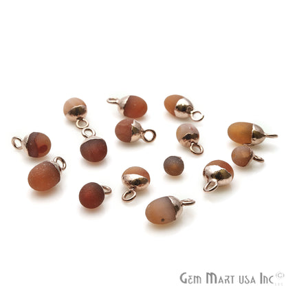 Rough Carnelian Matte Beads Organic 11x5mm Rose Gold Electroplated Pendant Connector - GemMartUSA