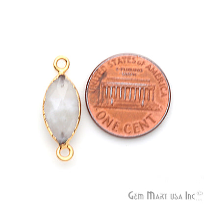 Rainbow Moonstone Marquise 8x16mm Gold Electroplated Double Bail Gemstone Connector - GemMartUSA