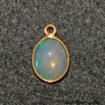 Opal Cabochon Oval 8x10mm Gold Plated Single Bail Gemstone Connector - GemMartUSA