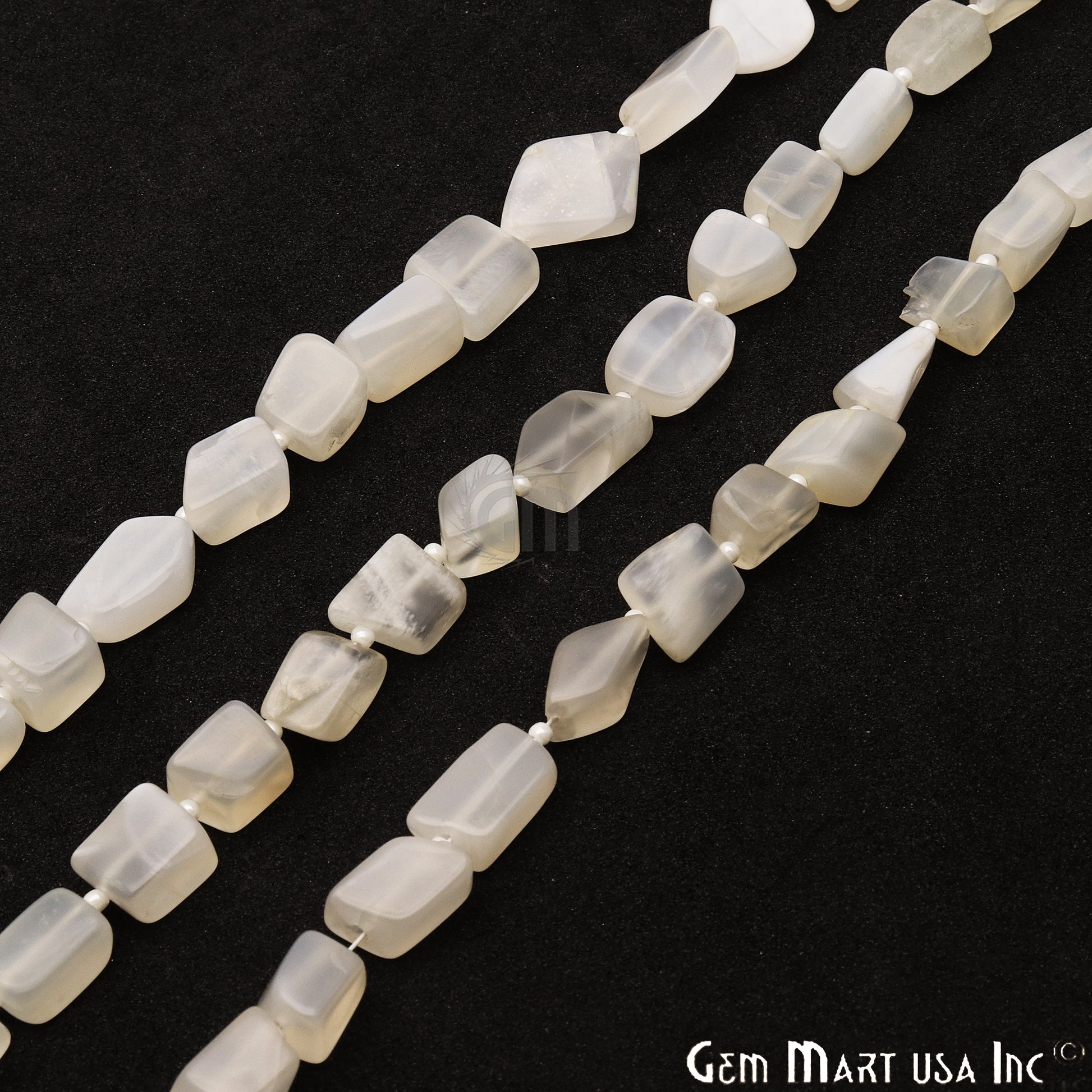 White Chalcedony 12x8mm Crafting Tumble Beads Gemstone Strands 14 Inch - GemMartUSA