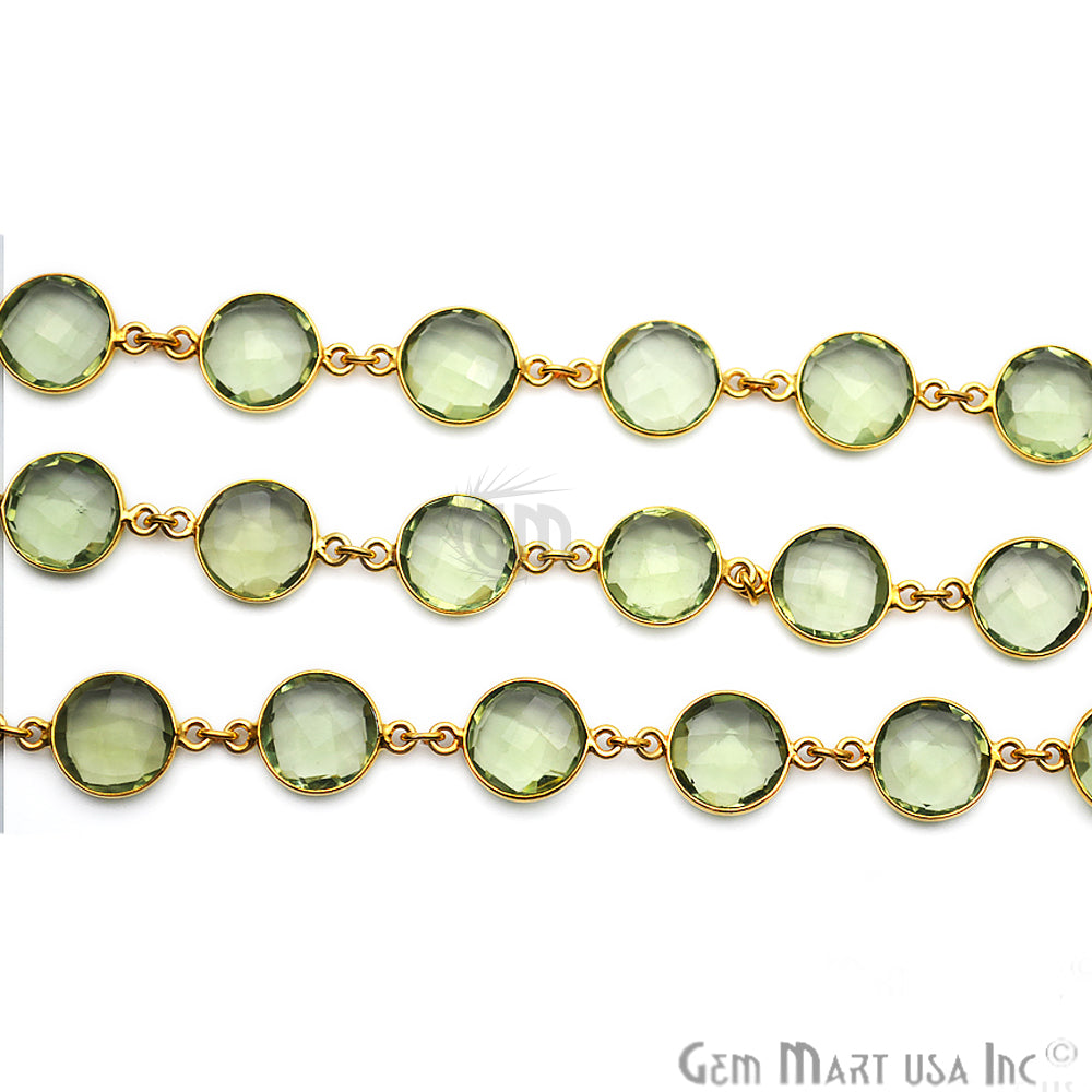 Green Amethyst 12mm Round Gold Plated Continuous Connector Chain - GemMartUSA (764270805039)