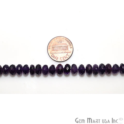 Amethyst Faceted Round Shape 5-6mm Gemstone Rondelle Beads - GemMartUSA