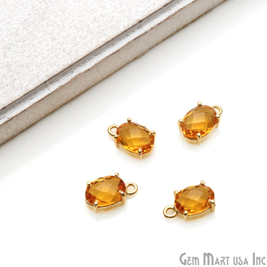 Oval 6x8mm Gold Plated Prong Setting Gemstone Connector (Pick Stone) - GemMartUSA