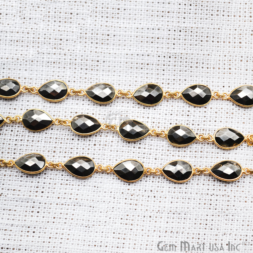 Pyrite 12x8mm Pears Gold Pear Bezel Continuous Connector Chain - GemMartUSA (763987689519)