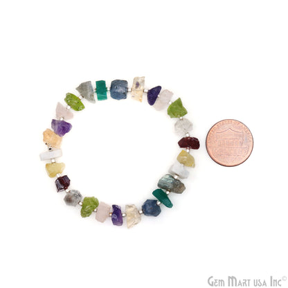 Multi Color Organic Shape Adjustable Gemstone Bracelet