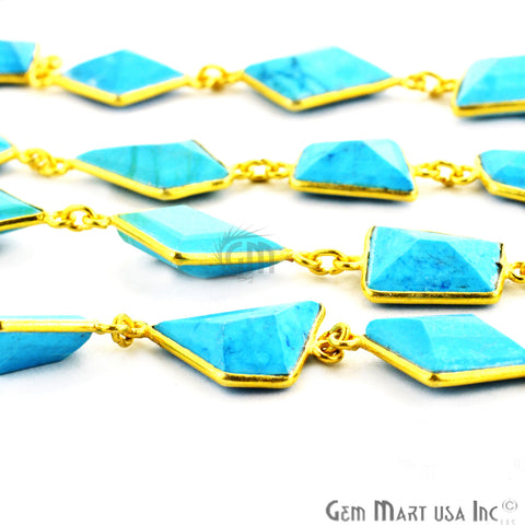 Turquoise 10-15mm Mix Faceted Gold Bezel Continuous Connector Chain - GemMartUSA (764301770799)