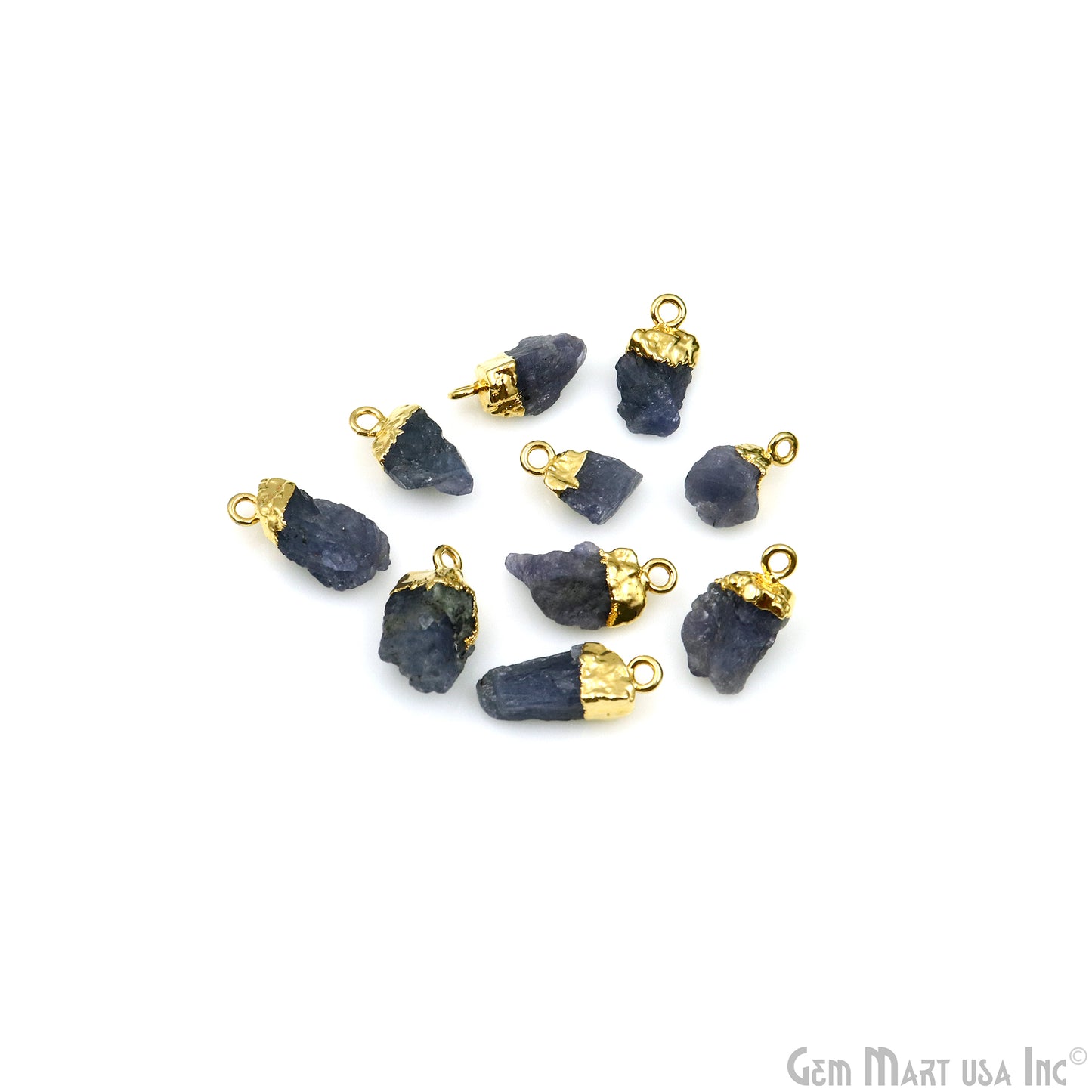 Rough Tanzanite Gemstone 18x10mm Organic Gold Edged Single Bail Connector