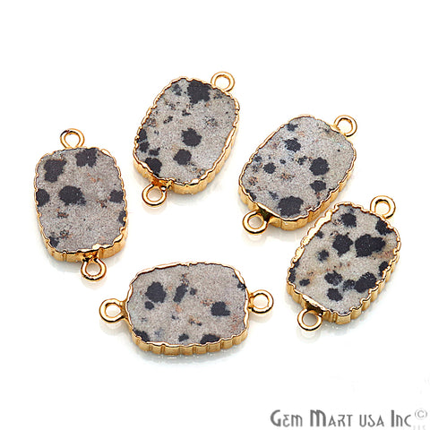 Octagon 12x16mm Gemstone Zig Zag Gold Edged Connector (Pick Stone, Bail) - GemMartUSA