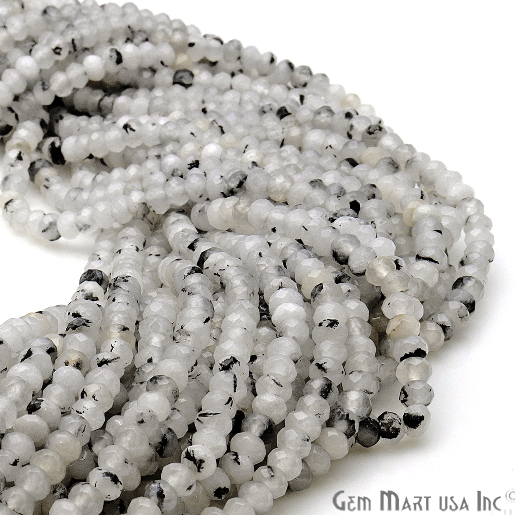 Rutilated Jade 3-4mm Faceted Rondelle Beads Strands 14Inch - GemMartUSA